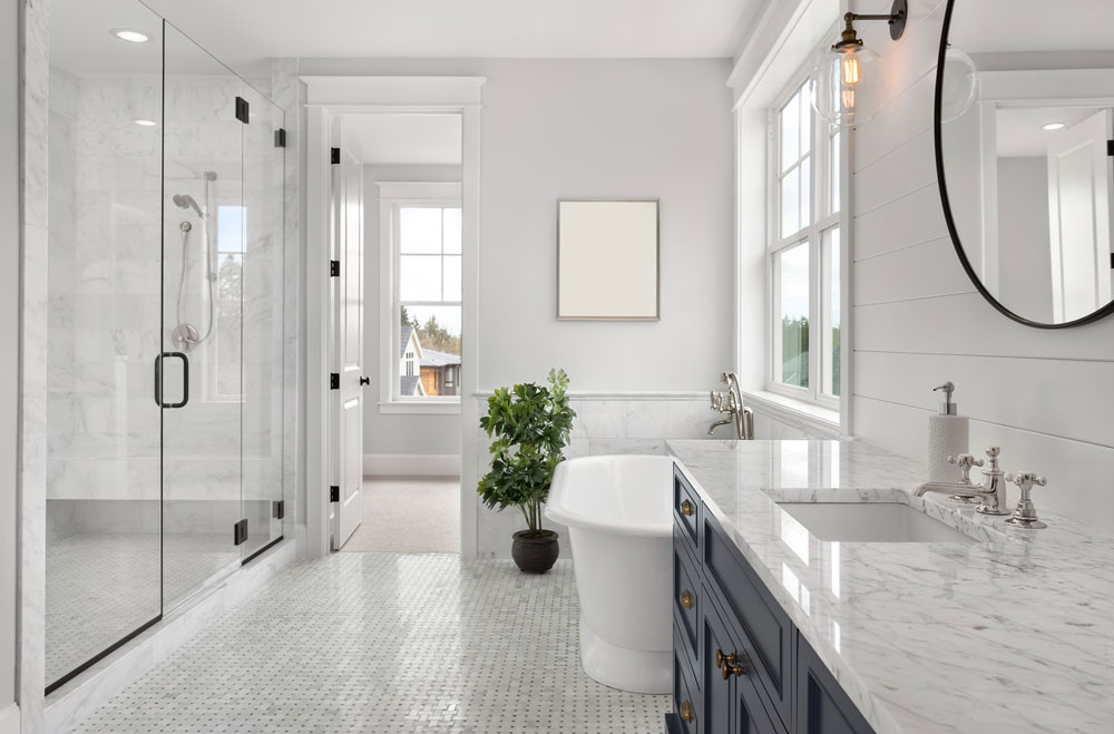 white tiled bathroom